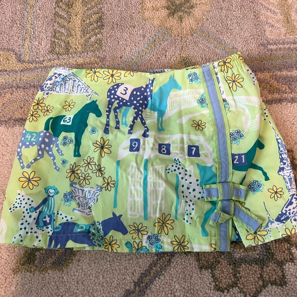 Girls white label Kentucky Derby print skirt